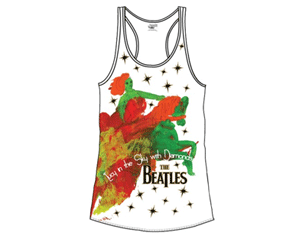 BEATLES lucy in the sky white ladies vest skinny TS