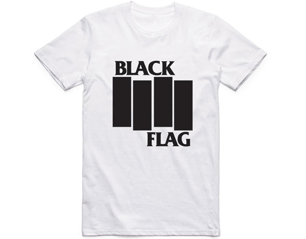 BLACK FLAG bars and logo white TS