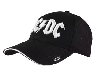 AC/DC white logo with high embossed baseball CAP