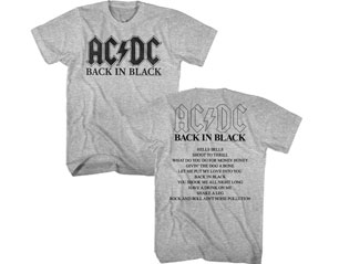 AC/DC back in black tracklist GREY TSHIRT