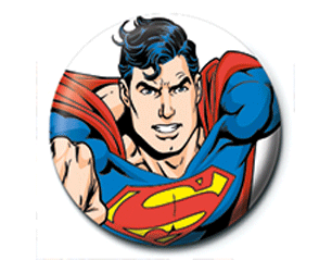 SUPERMAN flying BUTTON BADGE