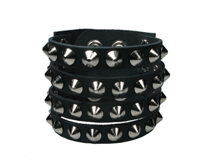BRACELET 4 row black conical seperated sections WRISTBAND