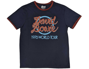 DAVID BOWIE 1978 world tour ringer NAVY BLUE TSHIRT