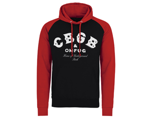 CBGB & OMFUG logo baseball red/blk HSWEAT