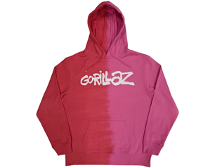 GORILLAZ two tone brush logo wash collection RED PINK HOODIE