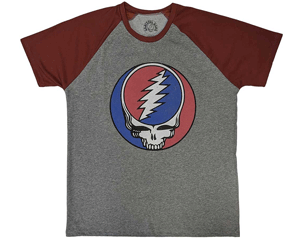 GRATEFUL DEAD steal your face classic raglan GREY RED TSHIRT