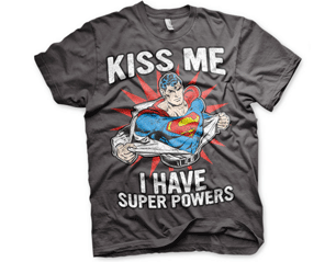 SUPERMAN kiss me i have superpowers dark grey TS