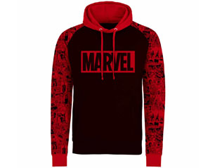 MARVEL logo and pattern RED HOODIE