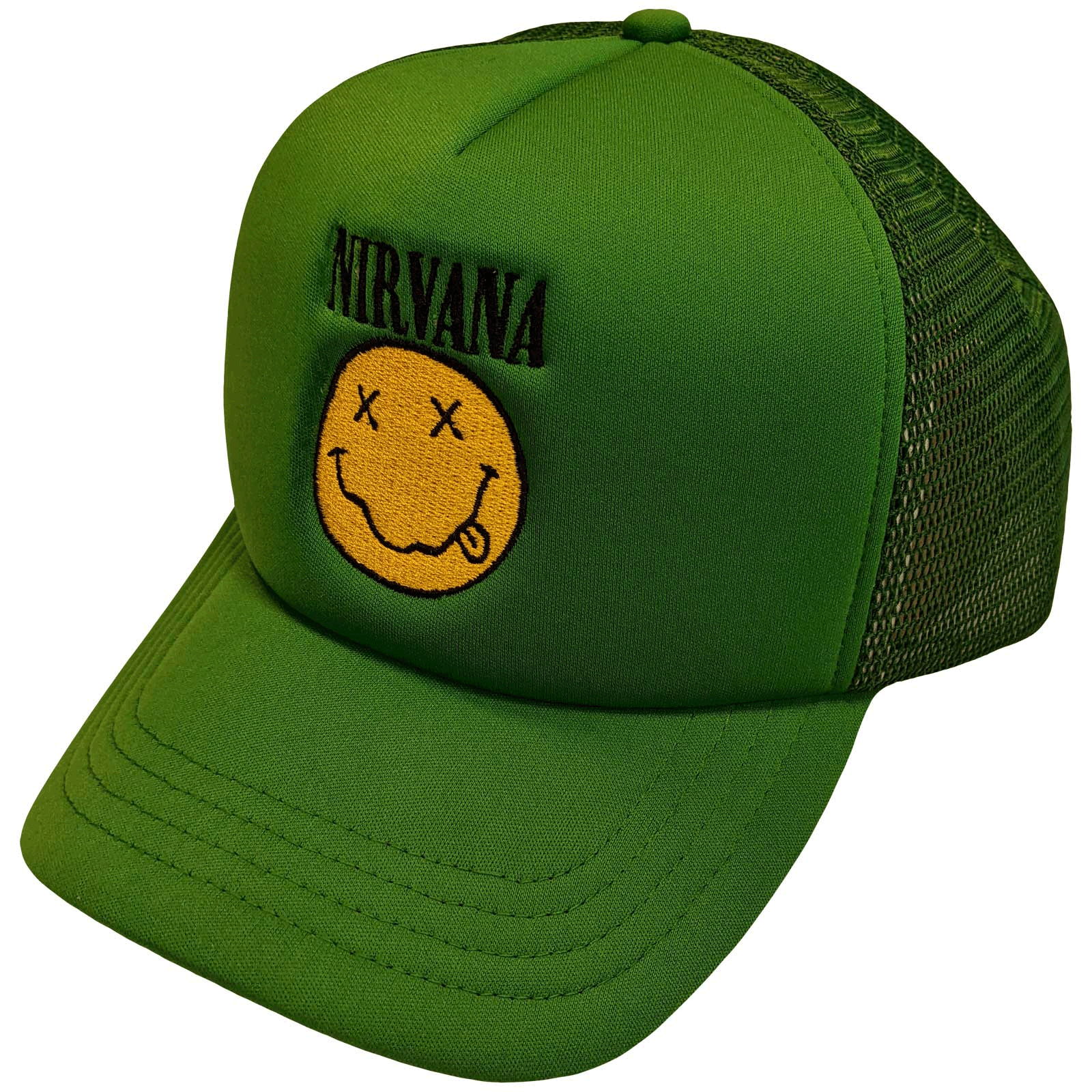 NIRVANA logo and happy face/green mesh back CAP - Unkind - Merchandise ...