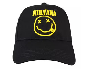 NIRVANA logo and smiley black baseball CAP