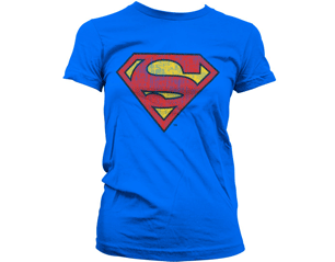 SUPERMAN washed shield blue skinny TS