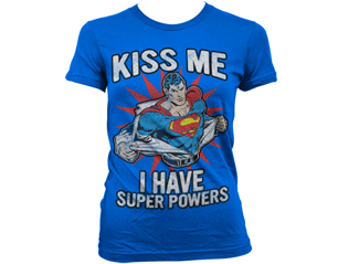 SUPERMAN kiss me i have superpowers blue TS