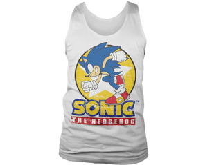 SONIC the hedgehog fast sonic WHITE TANK TOP