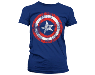CAPTAIN AMERICA distressed shield skinny/nvy TS