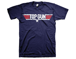 TOP GUN distressed logo/navy TS