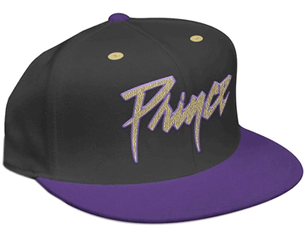 PRINCE gold logo and symbol/black and purple snapback CAP