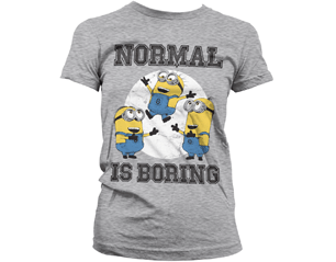 MINIONS normal life is boring/heather grey skinny TS