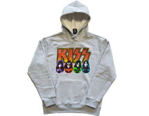 KISS logo faces and icons/grey HOODIE