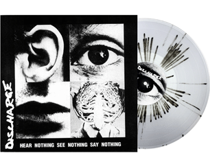 DISCHARGE hear nothing see nothing say nothing CLEAR BLACK SPLATTER VINYL