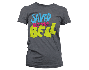 SAVED BY THE BELL distressed logo skinny/dark heather gry TS